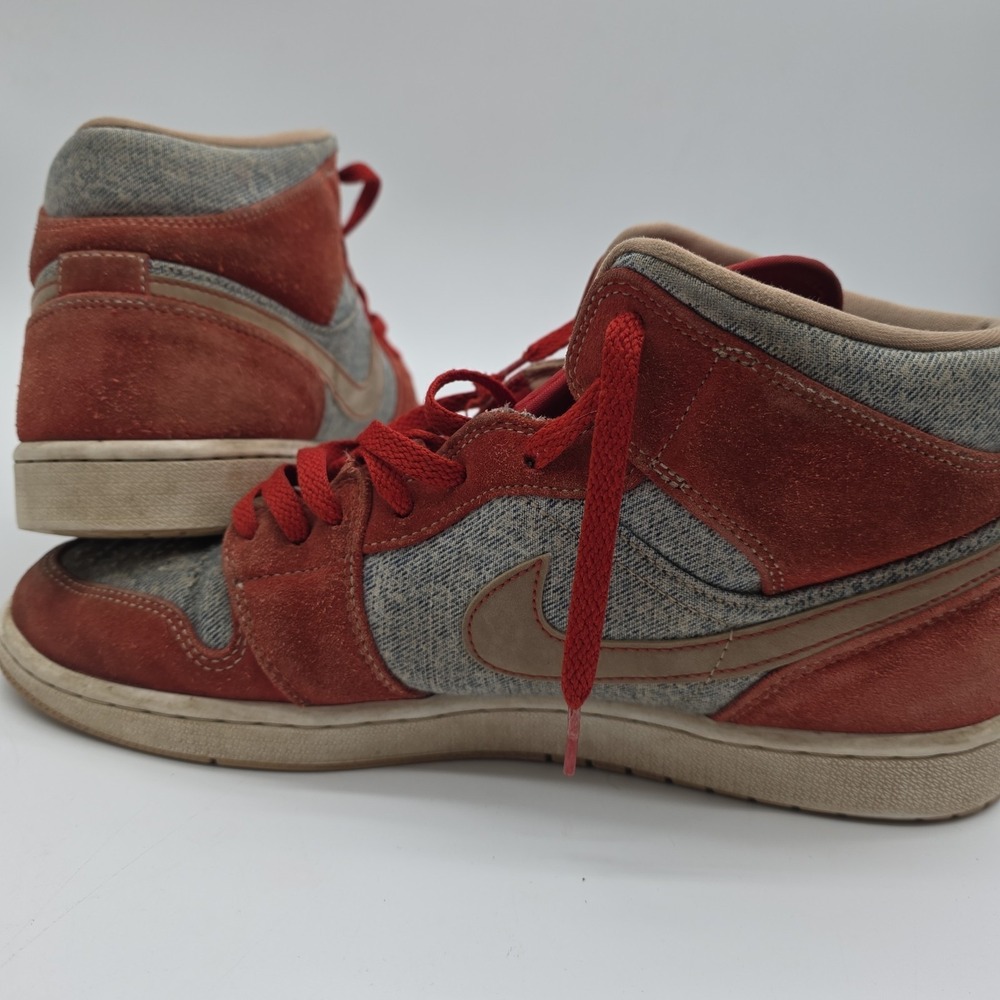 Nike Air Jordan 1 Mid SE Denim Red Cinnabar Hemp DM4352-600 Men Size 12